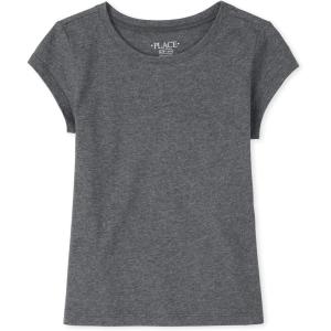 The Children’s Place Girls Basic Short Sleeve Layering Tee(Dk Heather Gray Single)