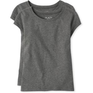 The Children’s Place Girls Basic Short Sleeve Layering Tee(Heather Gray 2-pack)