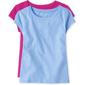 The Children’s Place Girls Basic Short Sleeve Layering Tee(Pink/Daybreak 2-pack)