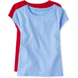 The Children’s Place Girls Basic Short Sleeve Layering Tee(Red/Daybreak 2-pack)