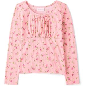 The Children’s Place Girls Everyday Casual Long Sleeve Knit Shirts(Pink Carmine)