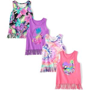 The Children’s Place Girls Graphic Fringe Tank Tops(In the Pink 4-pack)