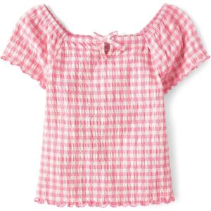 The Children’s Place Girls Smocked Short Sleeve Tops(Cosmos Keyhole)