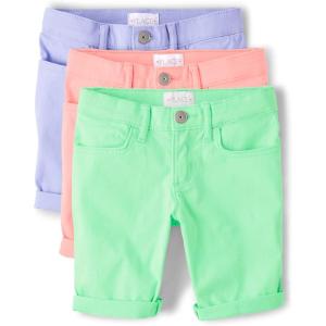 The Children’s Place Girls Solid Skimmer Shorts(Peri Tint 3-pack)