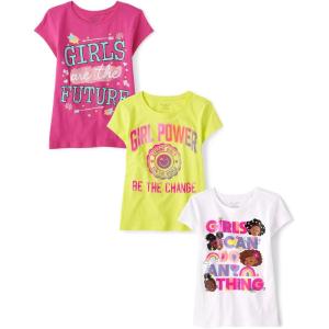 The Children’s Place Girls Sports,Trends,Icons Short Sleeve Graphic T-Shirts,3 Pack(Girl Future/Girl Power/Can Do Anything)