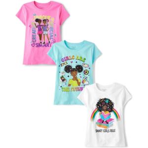 The Children’s Place Girls Sports,Trends,Icons Short Sleeve Graphic T-Shirts,3 Pack(Smart Girls/Positive Words/Girl Future)