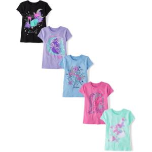 The Children’s Place Girls’ Trends Icons Short Sleeve Graphic T-shirts (5-Pack)(Love Trends)
