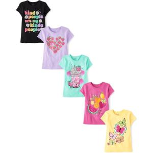 The Children’s Place Girls’ Trends Icons Short Sleeve Graphic T-shirts (5-Pack)(Yummy Foods)