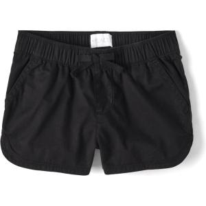 The Children’s Place Girls’ Twill Pull on Shorts(Solid Black)