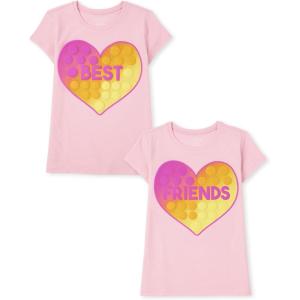 The Children’s Place Girls Unicorns,Sports,Butterflies Short Sleeve Graphic T-Shirts,2 Pack(Best/Friends)