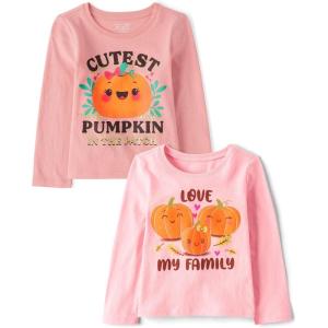 The Children’s Place Unisex-Baby and Toddler All Holidays,Birthdays Long Sleeve Graphic T-Shirts,2 Pack(Love My Family/Cutest Pumpkin)