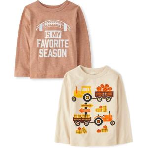 The Children’s Place Unisex-Baby and Toddler All Holidays,Birthdays Long Sleeve Graphic T-Shirts,2 Pack(Pumpkin Tractors/Football Fav Season)