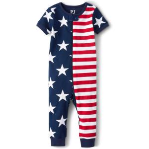 The Children’s Place baby-boys And Toddler Short Sleeve Zip-front One Piece Footless Pajama Snug Fit 100% Cotton(Stars and Stripes)
