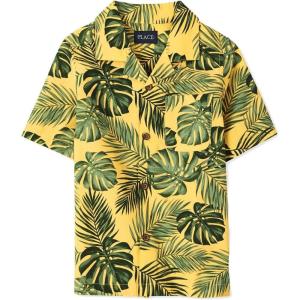 The Children’s Place boys Short Sleeve Button Up Shirt(Sunset Gold)