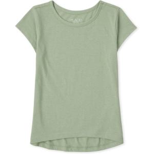 The Children’s Place girls Short Sleeve High Low Top(Soft Fern)