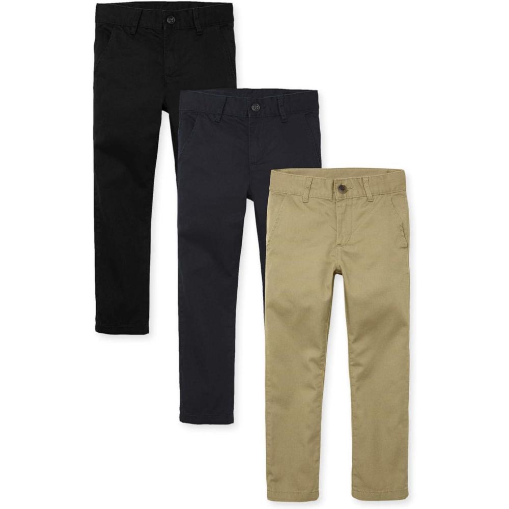 imageStretch Straight Chino PantsmultipacksFlaxNew NavyBlack 3pack