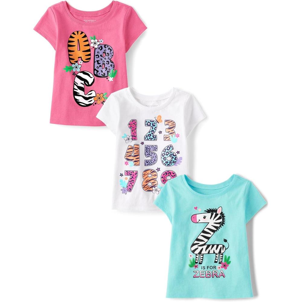 imageThe Childrens Place BabyBoys and Toddler School Days Short Sleeve Graphic TShirtsmultipacksAbc123Z is Zebra 3pack