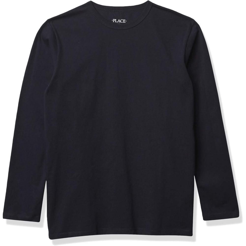 imageThe Childrens Place Boys Basic Layering Long Sleeve TeeNew Navy Single