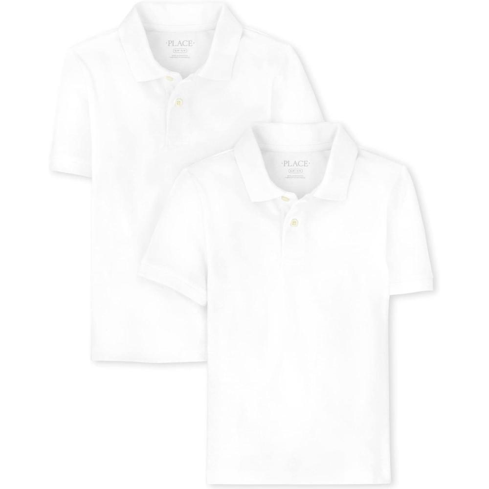 imageThe Childrens Place Boys Multipack Short Sleeve Soft Jersey Knit PolosWhite 2pack