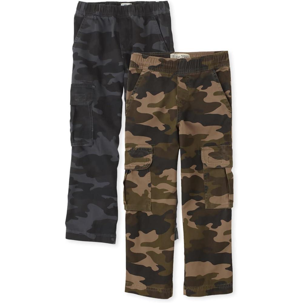 imageThe Childrens Place Boys Pull on Cargo Pants MultipacksNight CamoOlive Camo 2pack