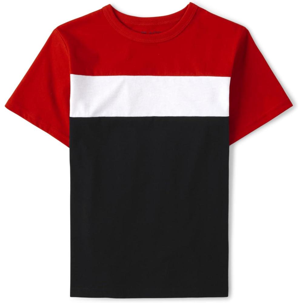 imageThe Childrens Place Boys Short Sleeve Knit TShirtCupid Arrow Color Block