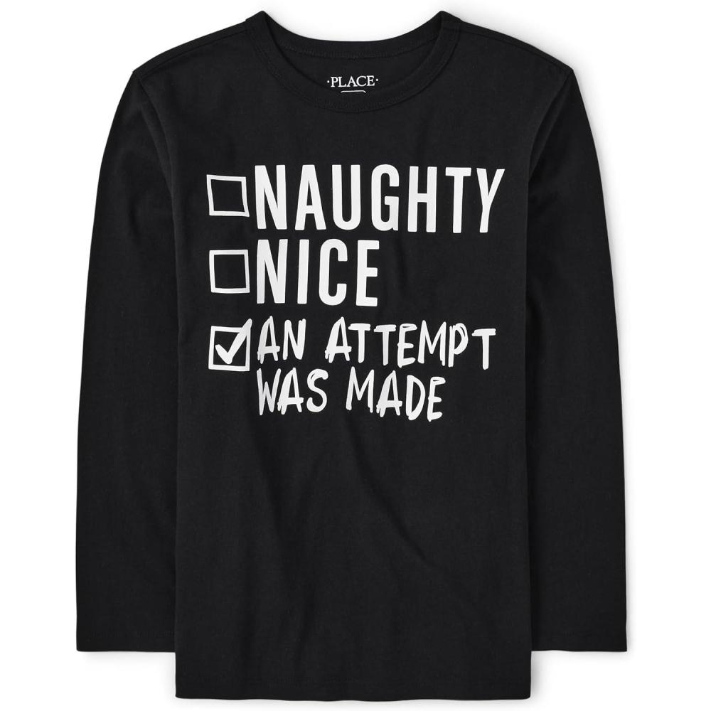 imageThe Childrens Place UnisexBaby and Toddler All HolidaysBirthdays Long Sleeve Graphic TShirtsChristmas Naughty Nice
