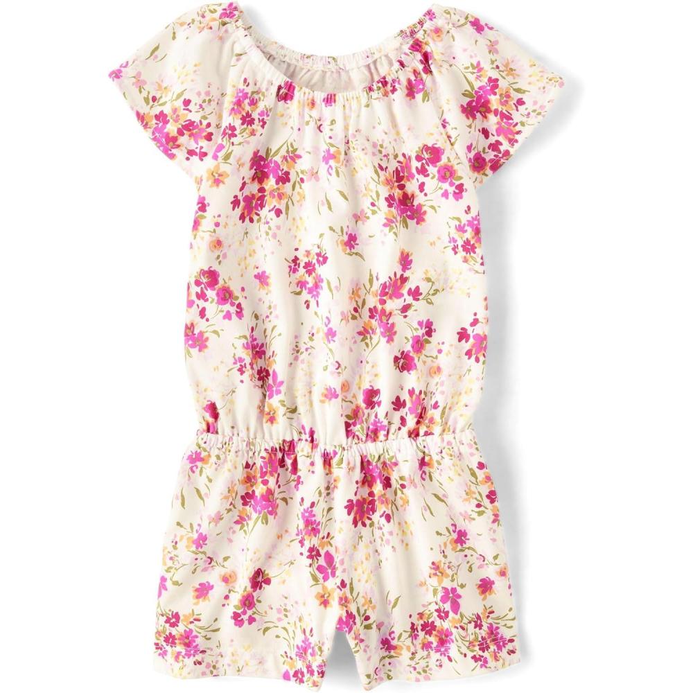 imageThe Childrens Place babygirls And Toddler Short Sleeve Flutter Shorts RomperBunnys Tail Floral