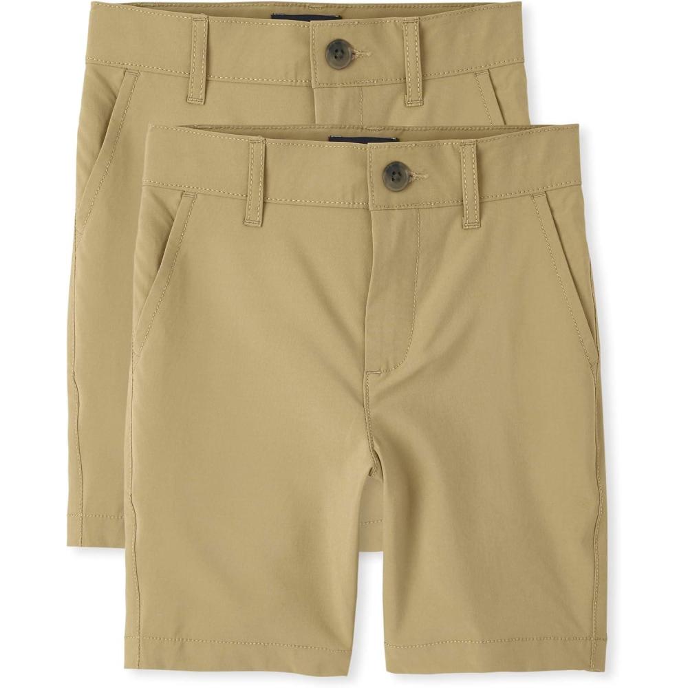 imageThe Childrens Place boys Quick Dry Chino ShortsFlax 2pack