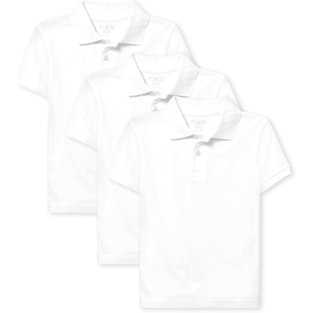 imageThe Childrens Place boys Short Sleeve Soft Jersey Knit PolomultipacksWhite 3pack