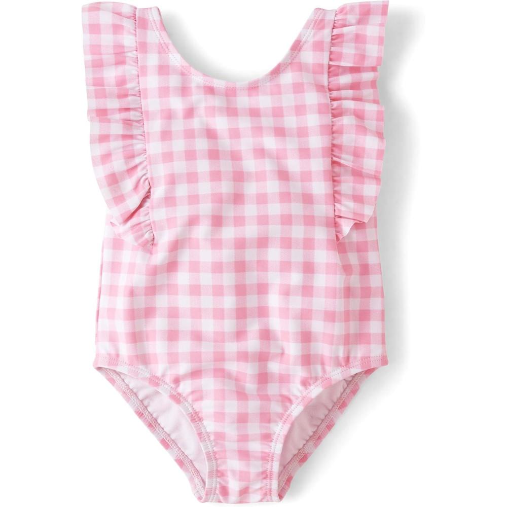 imageand Toddler One Piece SwimsuitPink Gingham Ruffle