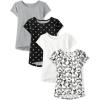 The Children’s Place Girls’ Short Sleeve Graphic High Low Top(Grey/Black Flower/White/Butterfly 4-pack)