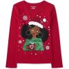 The Children’s Place Unisex-Baby and Toddler All Holidays,Birthdays Long Sleeve Graphic T-Shirts(Girl Santa Hat)