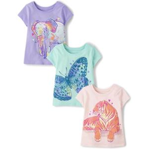 The Children’s Place Baby-Boys and Toddler School Days Short Sleeve Graphic T-Shirts,multipacks(Butterfly/Elephant/Tiger 3-pack)