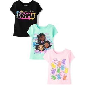 The Children’s Place Baby-Girls and Toddler Assorted Everyday Short Sleeve Graphic T-Shirts,multipacks(Drama/Girl Words/Gummy Bears 3-pack)