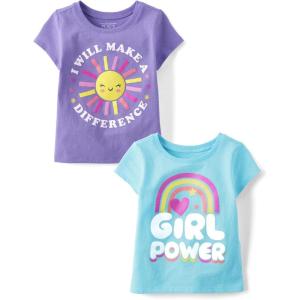 The Children’s Place Baby-Girls and Toddler Assorted Everyday Short Sleeve Graphic T-Shirts,multipacks(Make a Difference/Girl Power)