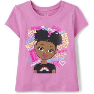 The Children’s Place Baby-Girls and Toddler Assorted Everyday Short Sleeve Graphic T-Shirts,multipacks(Pink Girl Talk/Dreams White 2-pack)