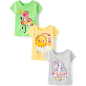 The Children’s Place Baby-Girls and Toddler Assorted Everyday Short Sleeve Graphic T-Shirts,multipacks(Unicorn/Ice Cream/Flamingo 3-pack)