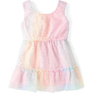The Children’s Place Baby-Girls and Toddler Tiered Dress, Short Sleeve(Rainbow Mesh)