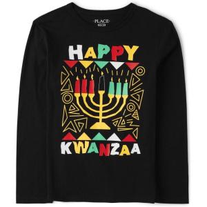The Children’s Place Boys All Holidays Long Sleeve Graphic T-Shirts Happy Kwanza Medium
