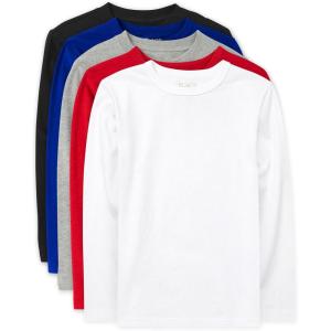 The Children’s Place Boys’ Basic Layering Long Sleeve Tee(Black/Blue/Red/White 4-pack)