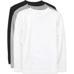 The Children’s Place Boys’ Basic Layering Long Sleeve Tee(Black/H Gray/White 3-pack)