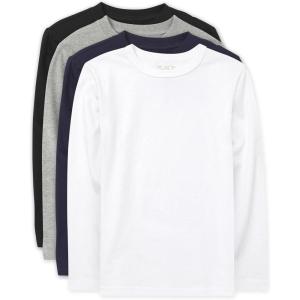 The Children’s Place Boys’ Basic Layering Long Sleeve Tee(Black/New Navy/Smoke/White 4-pack)