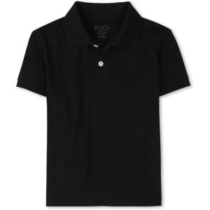 The Children’s Place Boys’ Multipack Short Sleeve Soft Jersey Knit Polos(Black)