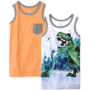 The Children’s Place Boys Pocket Tank Top 2-Pack(Orange/T-rex)