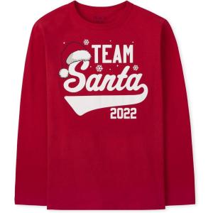The Children’s Place Unisex-Baby and Toddler All Holidays,Birthdays Long Sleeve Graphic T-Shirts(Christmas Team Santa 2022)