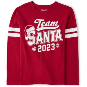 The Children’s Place Unisex-Baby and Toddler All Holidays,Birthdays Long Sleeve Graphic T-Shirts(Christmas Team Santa 2023)