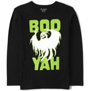 The Children’s Place Unisex-Baby and Toddler All Holidays,Birthdays Long Sleeve Graphic T-Shirts(Halloween Boo Yah Glow)