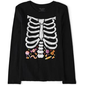 The Children’s Place Unisex-Baby and Toddler All Holidays,Birthdays Long Sleeve Graphic T-Shirts(Skeleton Rib Cage Candy)