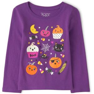 The Children’s Place Unisex-Baby and Toddler All Holidays,Birthdays Long Sleeve Graphic T-Shirts(Spooky Doodle)
