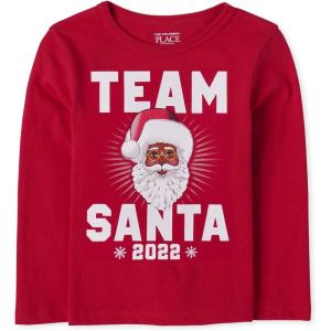 The Children’s Place Unisex-Baby and Toddler All Holidays,Birthdays Long Sleeve Graphic T-Shirts(Team Santa Face 2022)